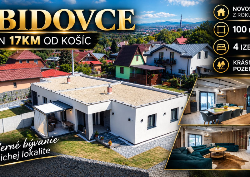 NOVOSTAVBA 2025 V BIDOVCIACH | 4 IZBY | 100 m² | 325 m² POZEMOK