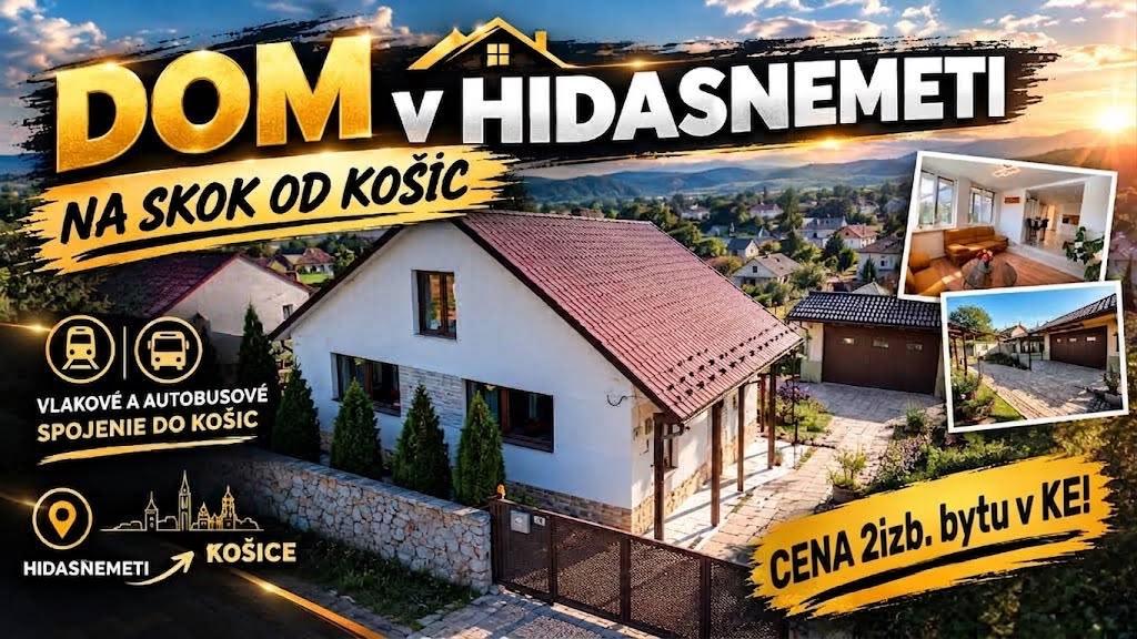 RODINNÝ DOM V HIDASNÉMETI | LEN 25 KM OD KOŠÍC | DVOJGARÁŽ | UPRAVENÁ ZÁHRADA
